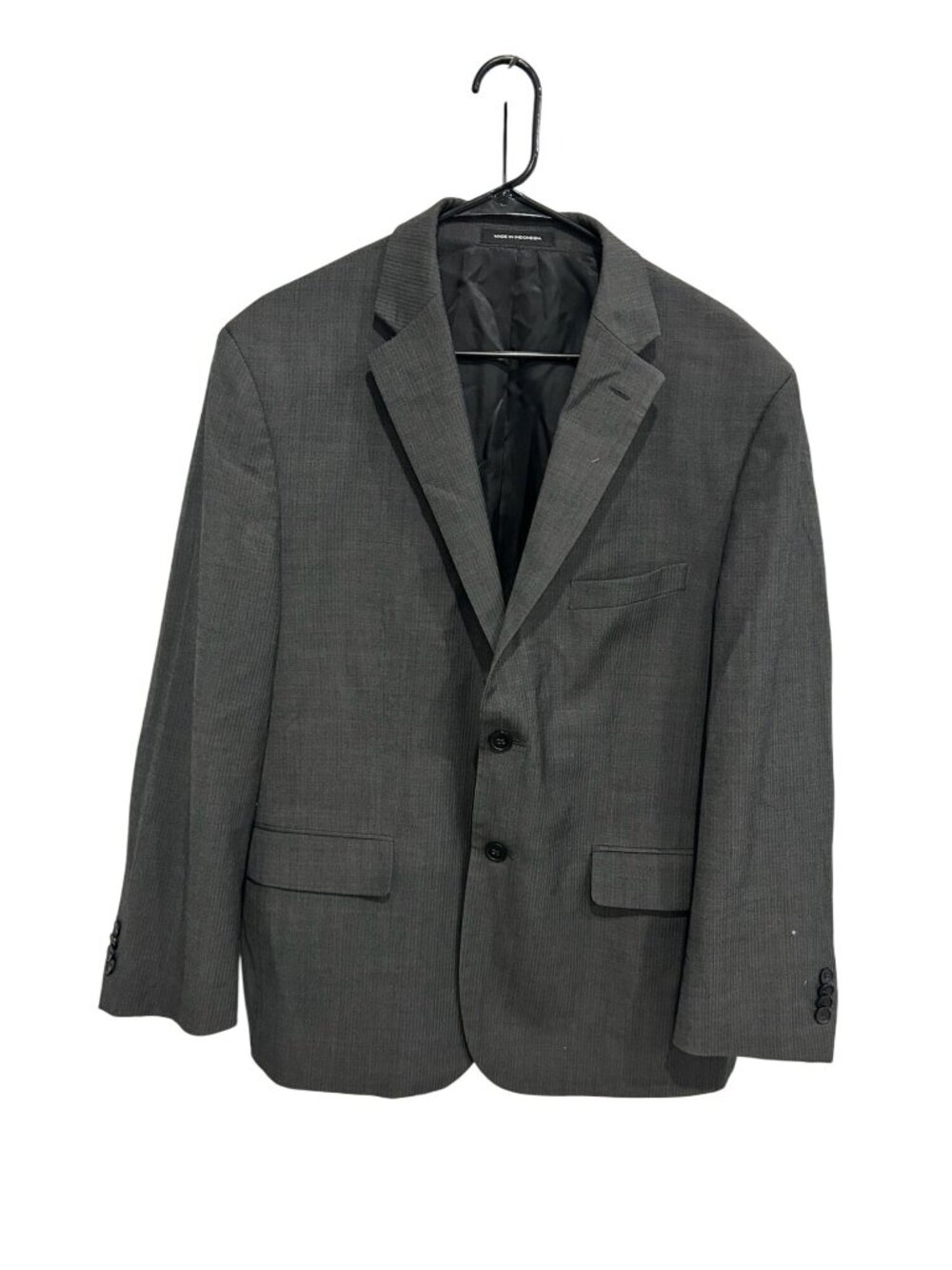 Awearness Kenneth Cole 44 Short Mens Gray Pinstripe Suit Jacket Blazer Old Money